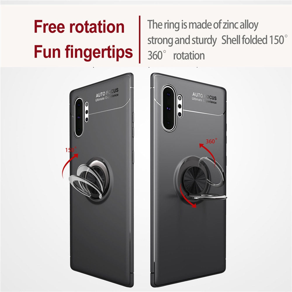غلاف هاتف جلاكسي نوت 10 بلاس ونوت 10 بلاس 5 جيمغناطيس بحلقة خلفية مسندة ومسكة الاصبع