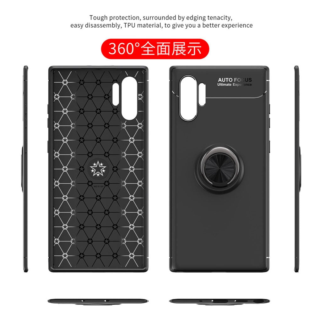 غلاف هاتف جلاكسي نوت 10 بلاس ونوت 10 بلاس 5 جيمغناطيس بحلقة خلفية مسندة ومسكة الاصبع