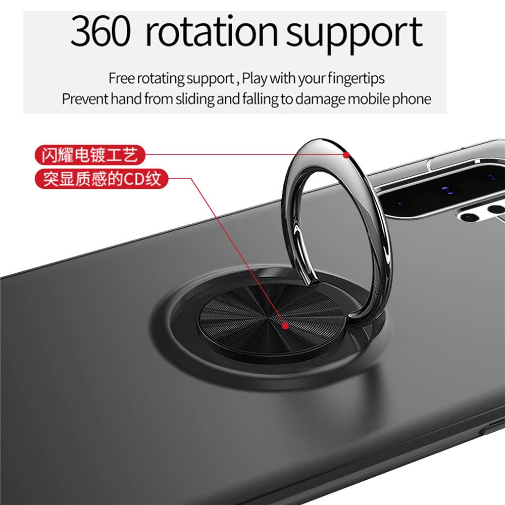 غلاف هاتف جلاكسي نوت 10 بلاس ونوت 10 بلاس 5 جيمغناطيس بحلقة خلفية مسندة ومسكة الاصبع