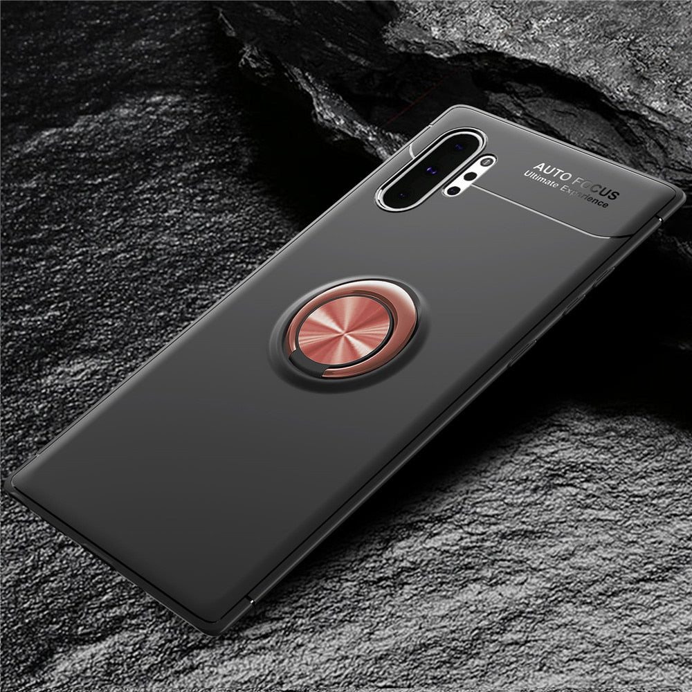 غلاف هاتف جلاكسي نوت 10 بلاس ونوت 10 بلاس 5 جيمغناطيس بحلقة خلفية مسندة ومسكة الاصبع