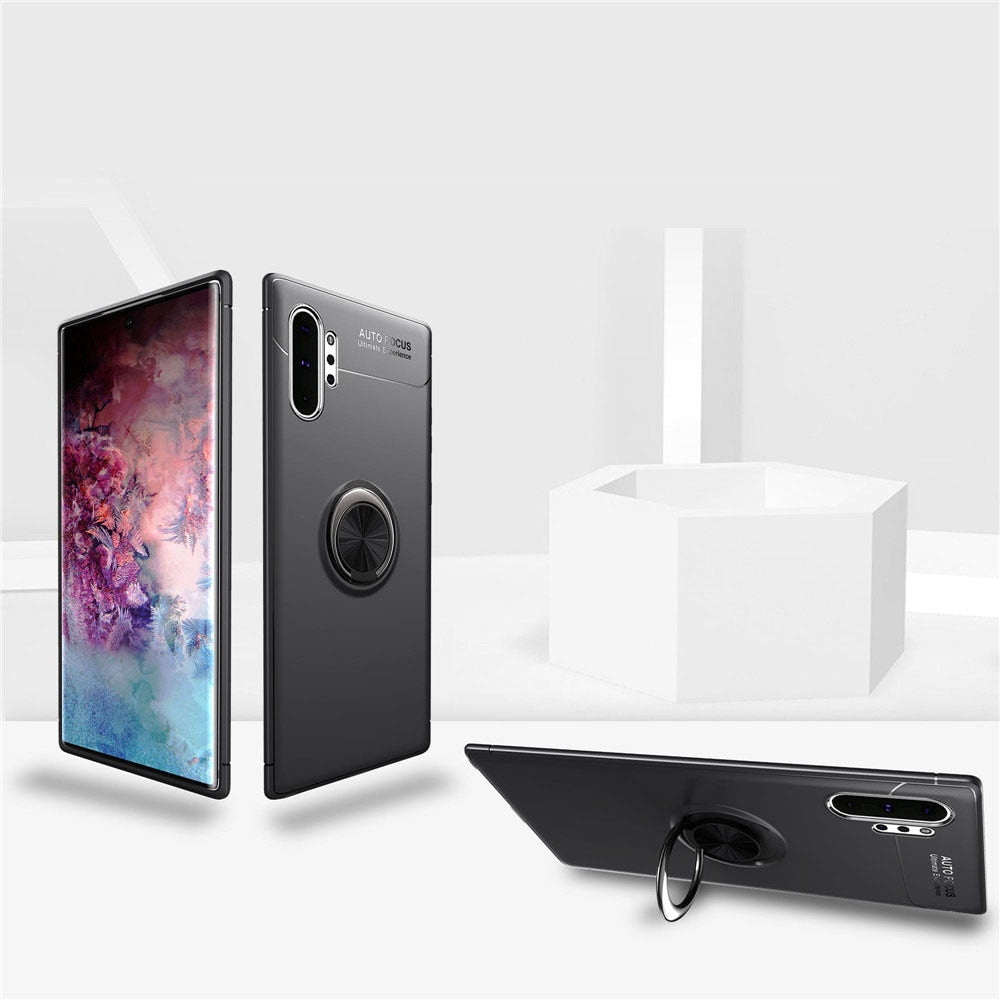 غلاف هاتف جلاكسي نوت 10 بلاس ونوت 10 بلاس 5 جيمغناطيس بحلقة خلفية مسندة ومسكة الاصبع